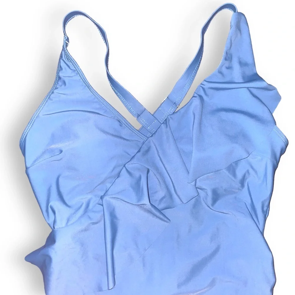 SHEIN Women’s Small Blue Ruffled Bathing Suit